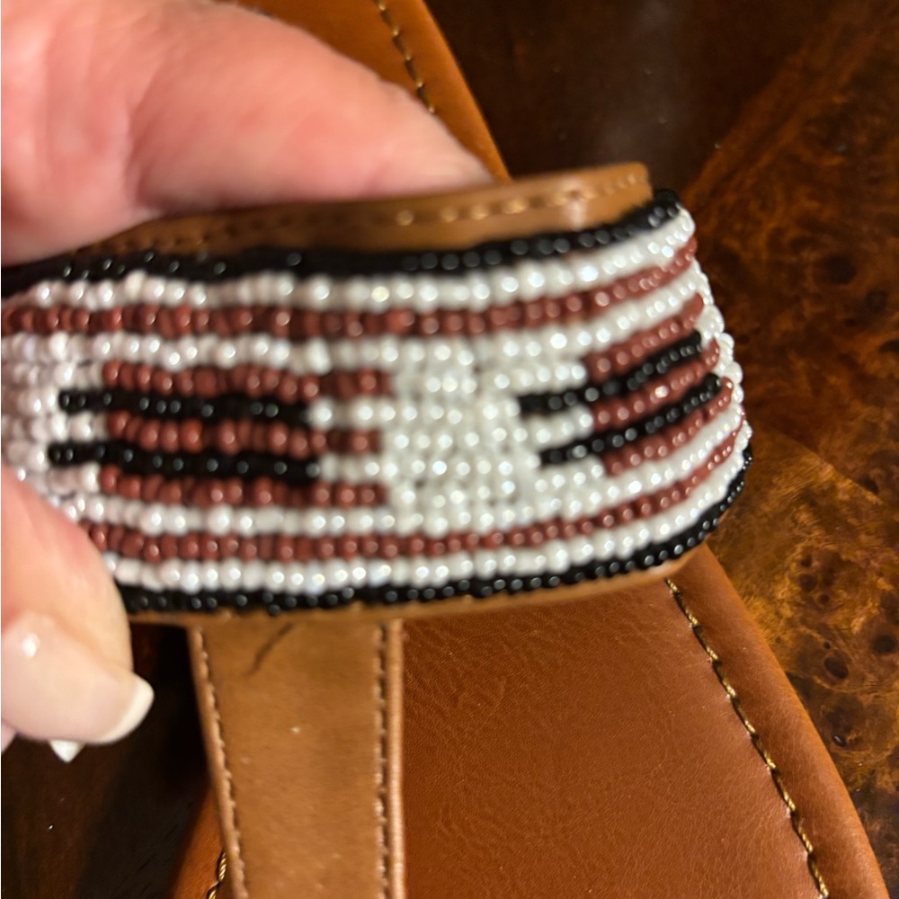 Arizona Jean Company Tan Beaded Sandals - Picture 5 of 5
